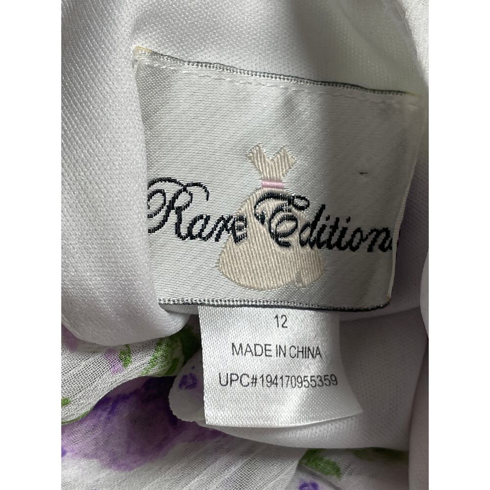 Rare Editions Big Girl's Floral Smocked Ruffle Long Sleeve Midi Flare Dress 12 - Picture 5 of 6